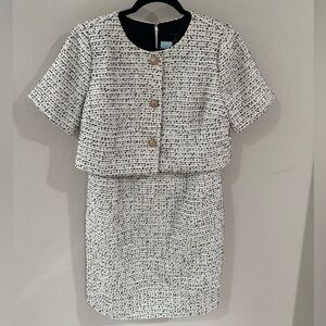 Ann Taylor Black and White Tweed Shift Dress